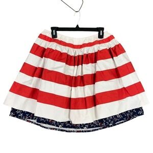 The Measure Handmade Patriotic Skirt Womens M Short Mini Flare USA Flag‎ Canvas